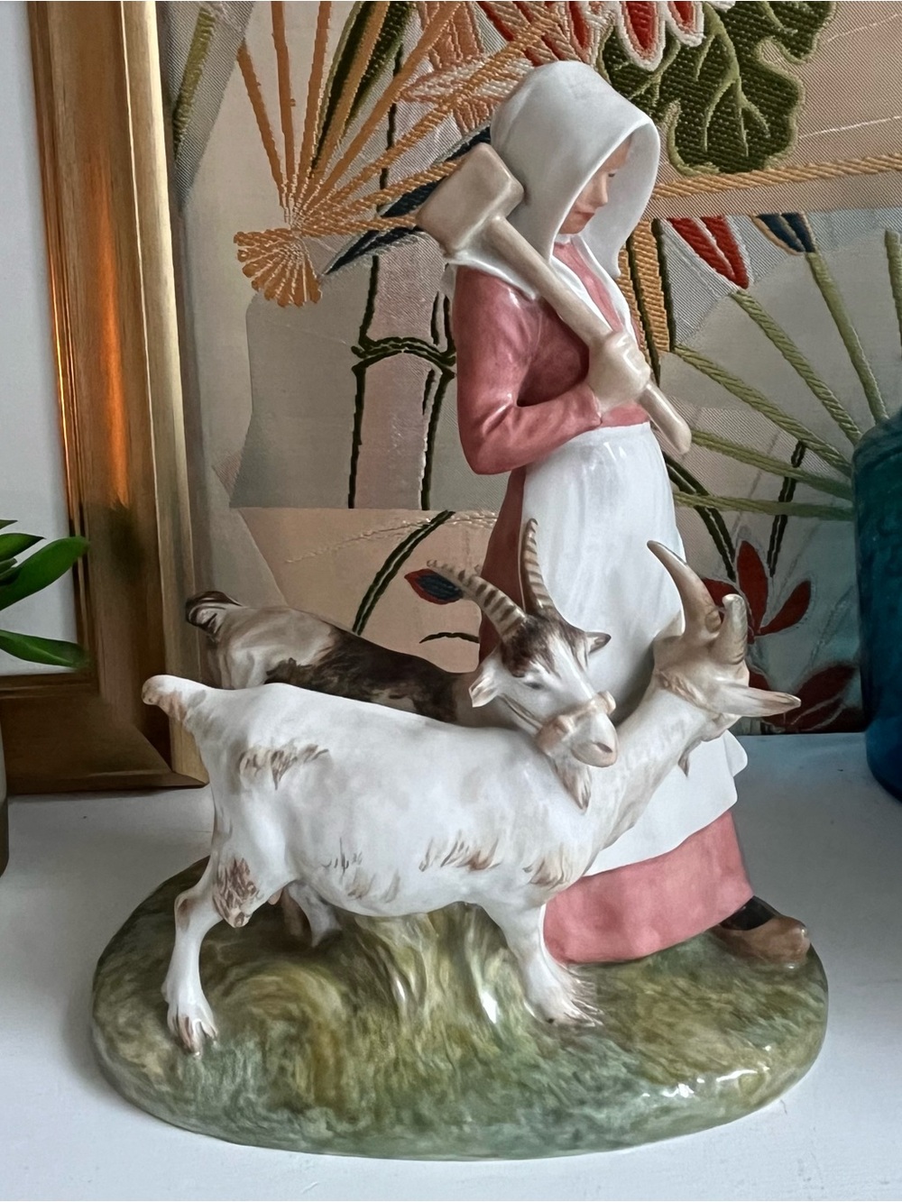Vintage Royal Copenhagen Girl with Goats figurine no 694 by Christian Thomsen